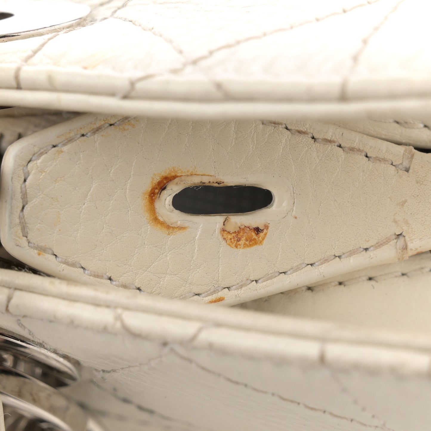 Calfskin Cannage Stitched Small East West Lady Dior White