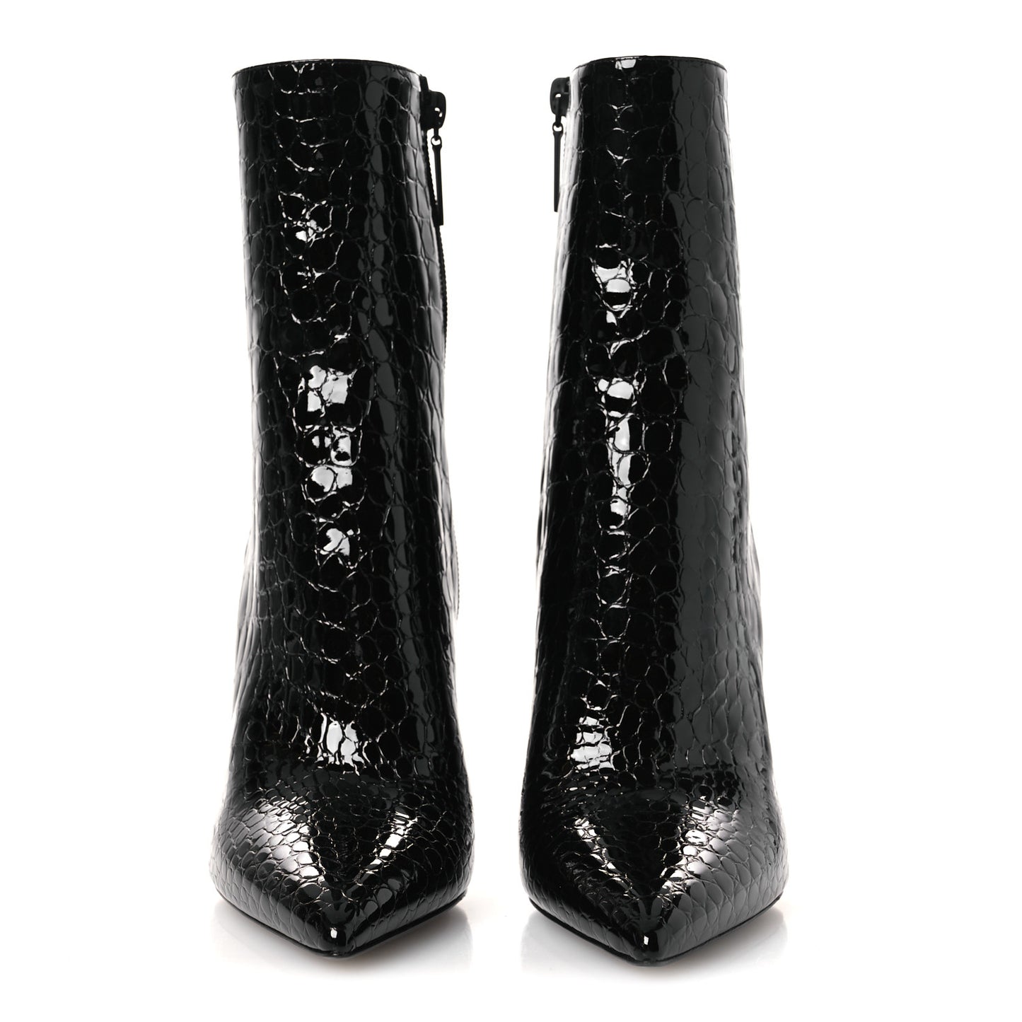 Alligator Embossed Patent Calfskin Opyum 110 Ankle Boots 38 Black
