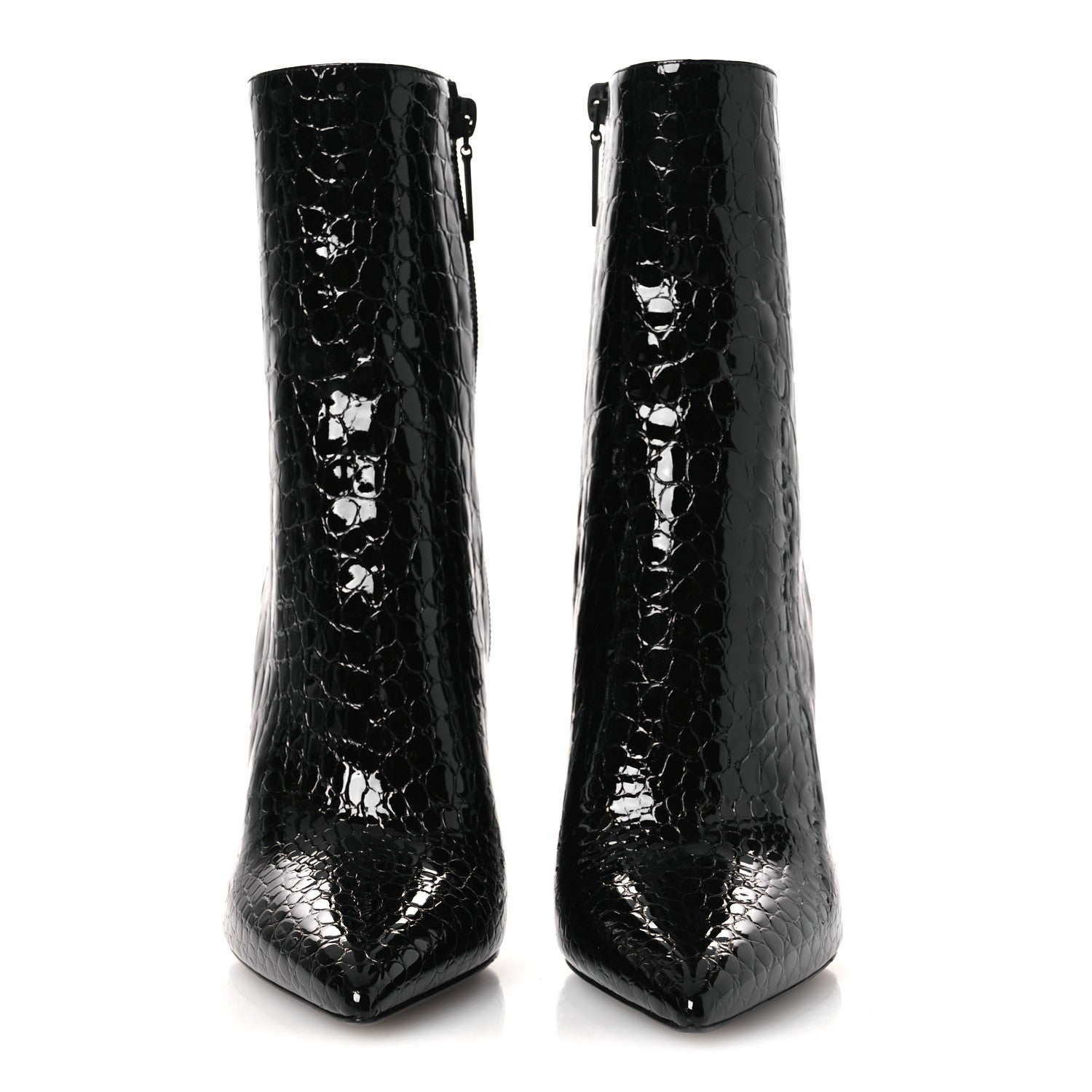 Saint Laurent Alligator Embossed Patent Calfskin Opyum 110 Ankle Boots 38 Black 5 of 11