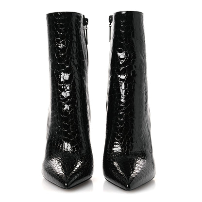 Saint Laurent Alligator Embossed Patent Calfskin Opyum 110 Ankle Boots 38 Black 5 of 11