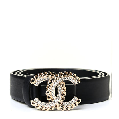 Chanel Calfskin Crystal CC Chain Belt 85 34 Black 1 of 4