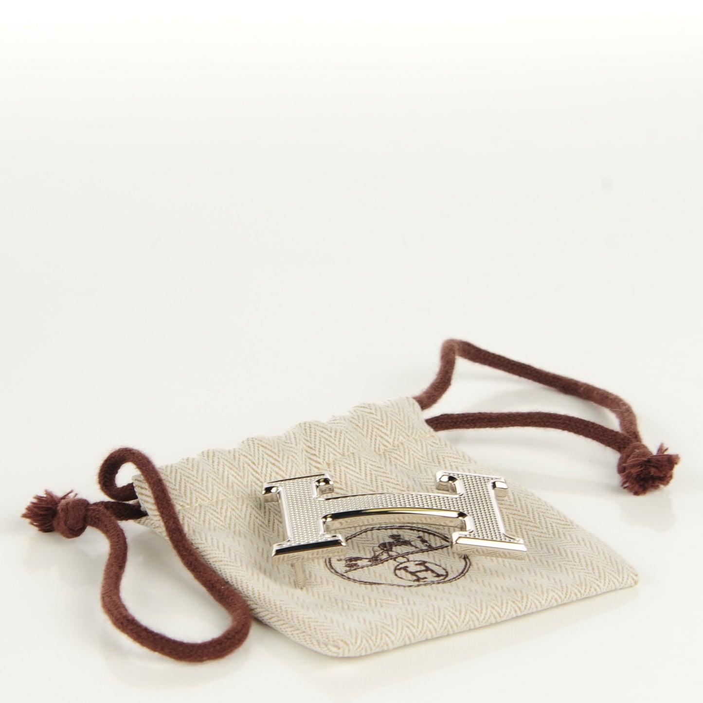 Palladium H Guilloche Belt Buckle Silver