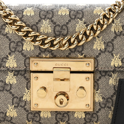Gucci GG Supreme Monogram Bees Small Padlock Shoulder Bag Black 8 of 11
