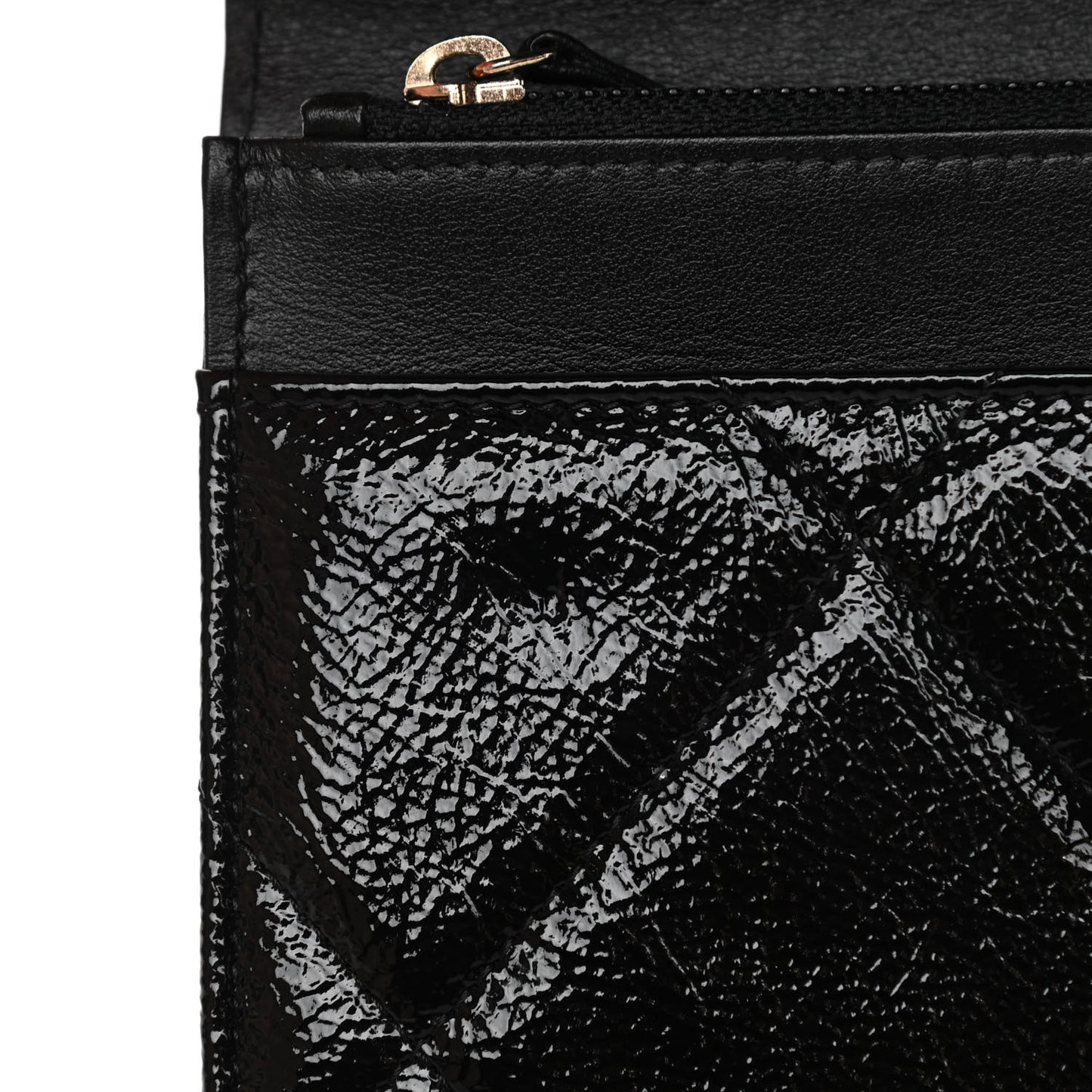 Shiny Crumpled Calfskin Quilted Chanel 19 Wallet On Chain WOC Black