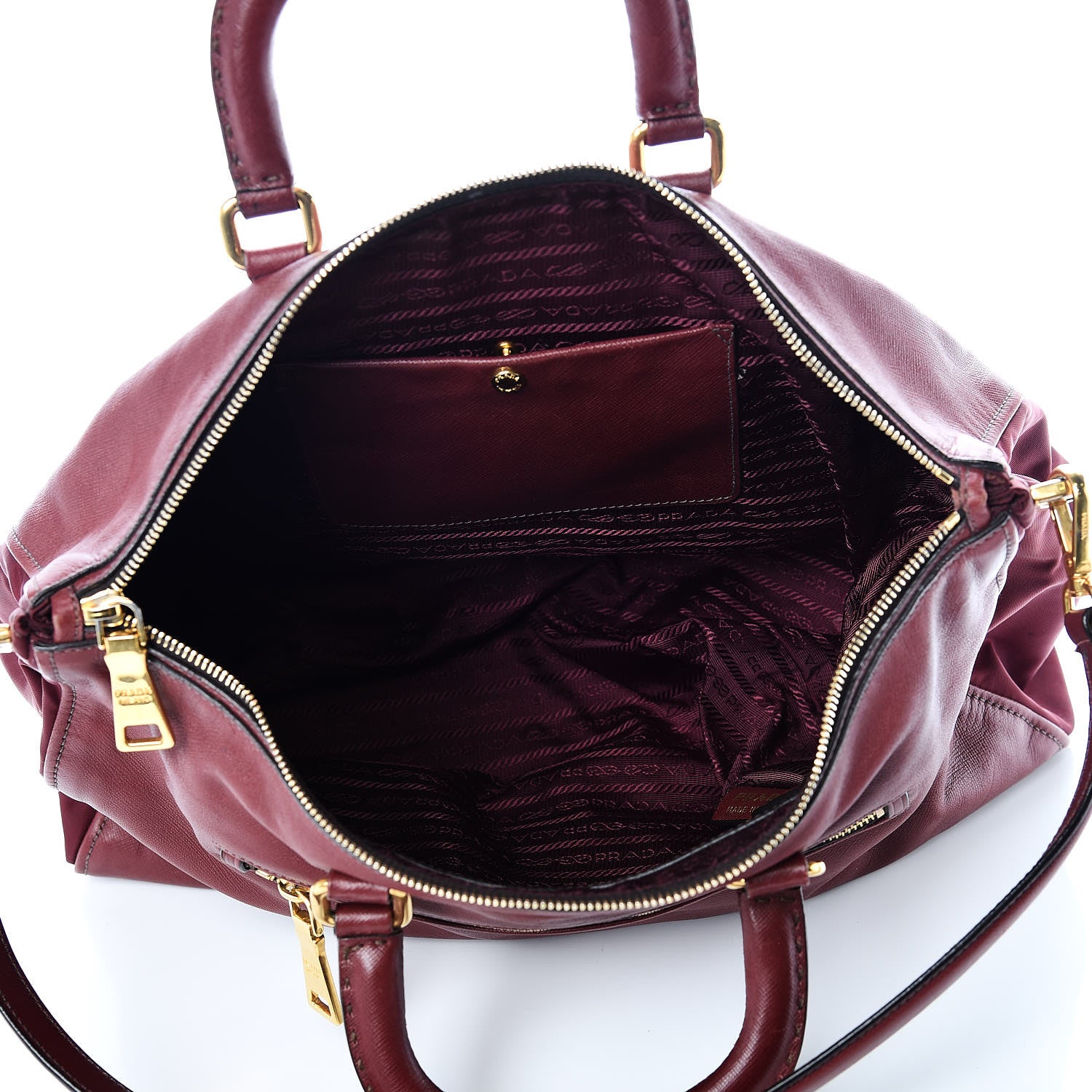 Prada Saffiano Tessuto Nylon Satchel Fuoco 5 of 13
