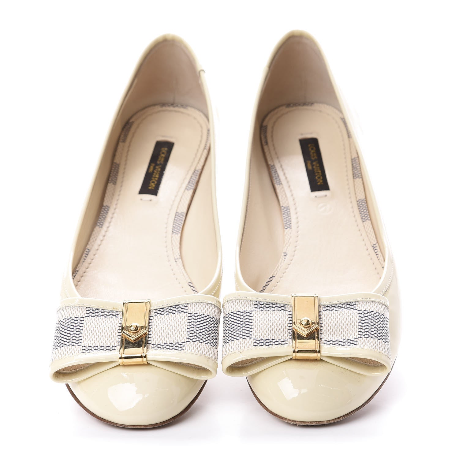 Louis Vuitton Damier Azur Patent Valentine Ballerina Flats 37 5 of 12