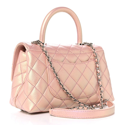 Chanel Iridescent Caviar Quilted Mini Coco Handle Flap Pink 3 of 10