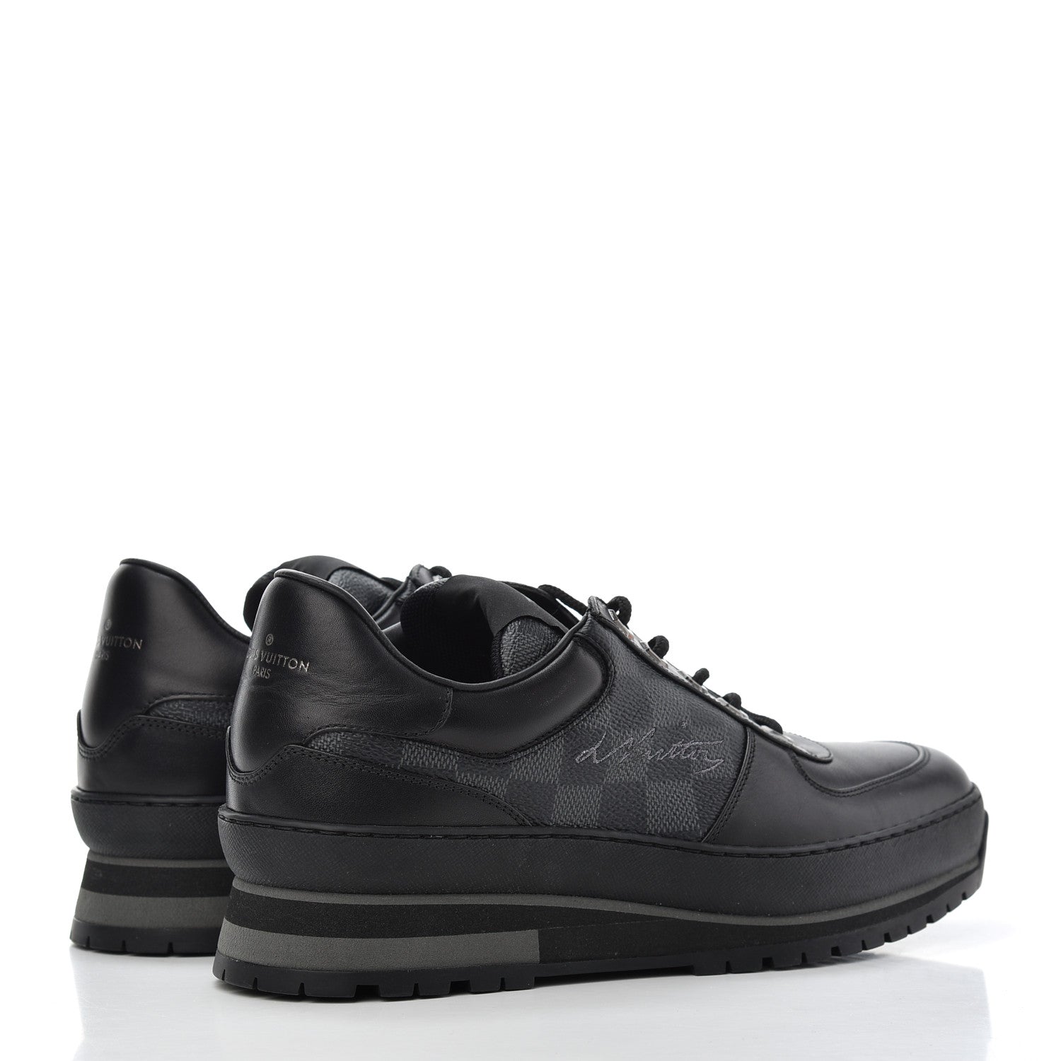 Louis Vuitton Calfskin Damier Graphite Mens Harlem Sneakers 7 Black 4 of 9
