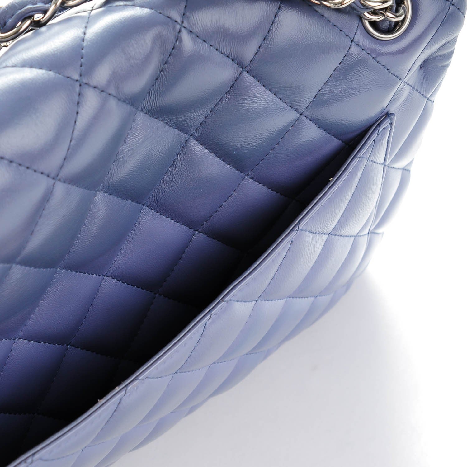 Chanel Lambskin Quilted Jumbo Double Flap Blue 11 of 15