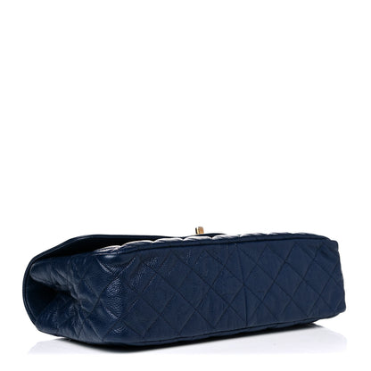 Chanel Crumpled Grained Calfskin Quilted Large Two Tone Flap Bag Blue 4 of 10