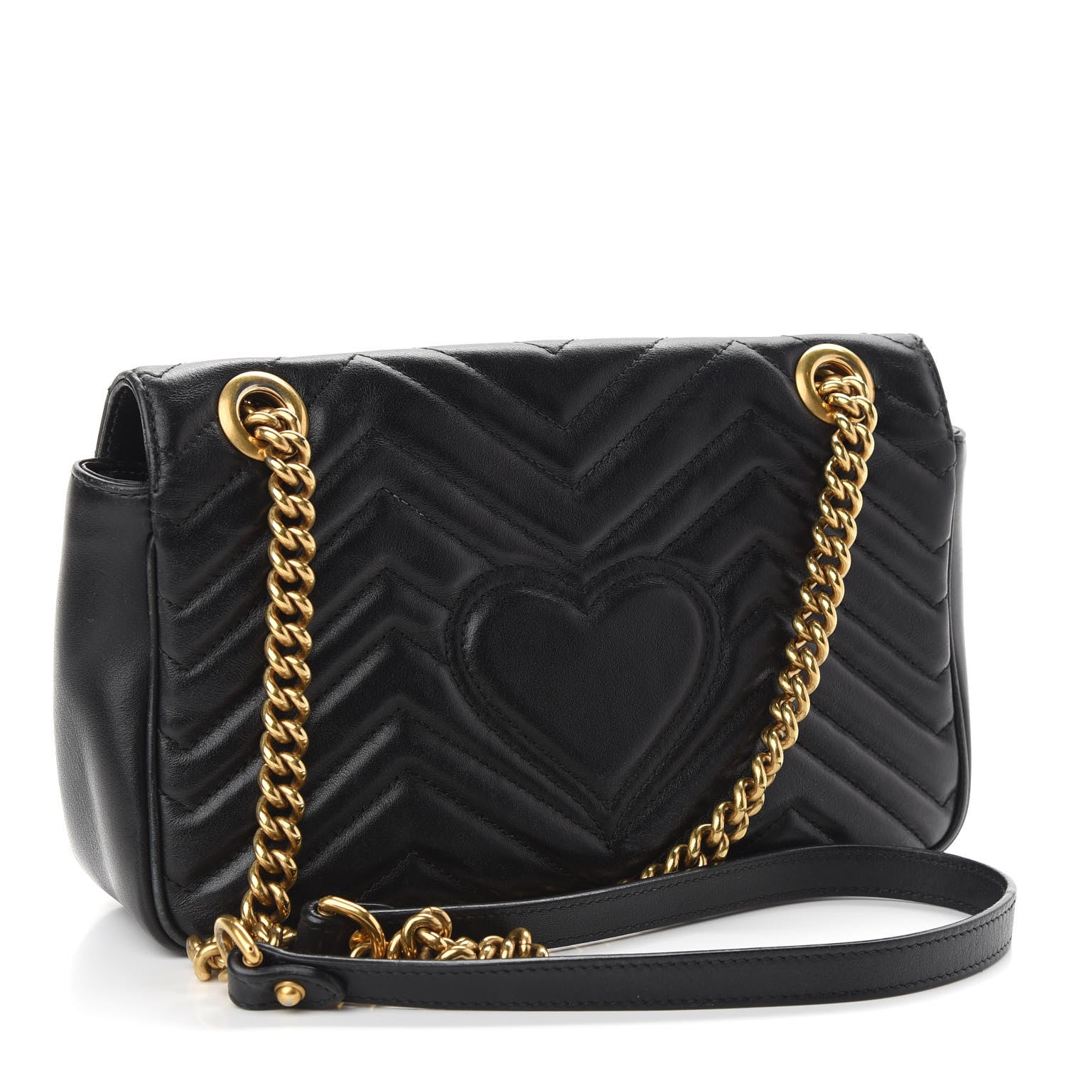 Gucci Calfskin Matelasse Small GG Marmont Shoulder Bag Black 3 of 9