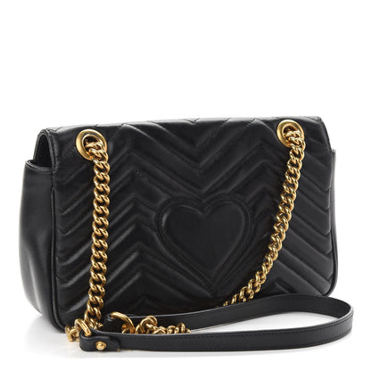 Gucci Calfskin Matelasse Small GG Marmont Shoulder Bag Black 3 of 9