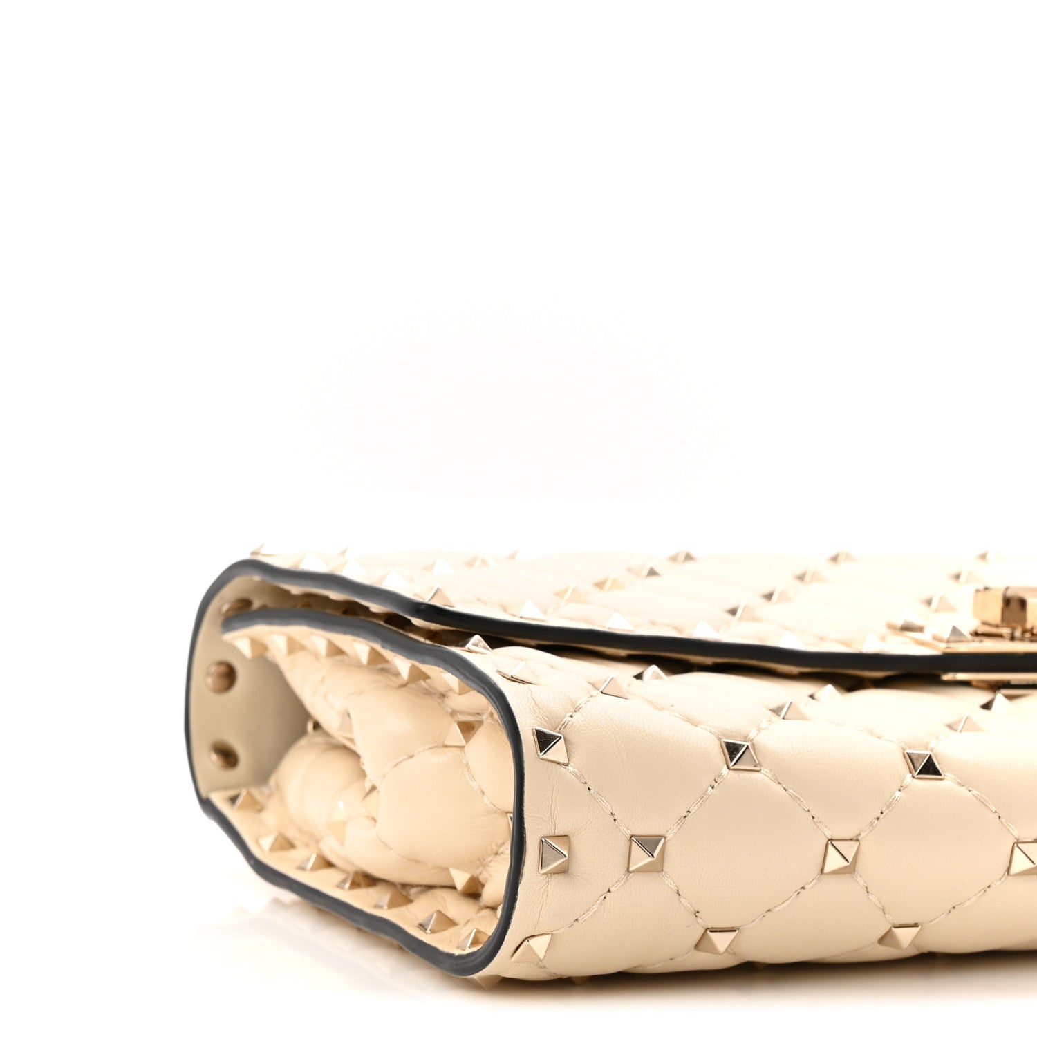 Valentino Garavani Lambskin Rockstud Spike Wallet on Chain Light Ivory 8 of 9