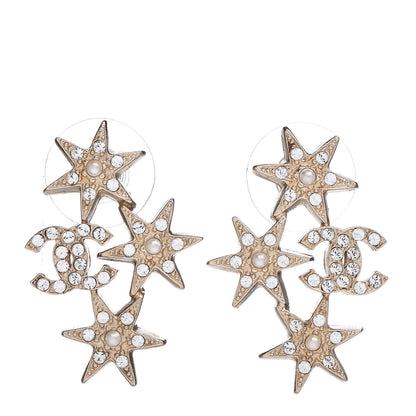 Chanel Crystal Pearl CC Star Earrings Gold 1 of 4