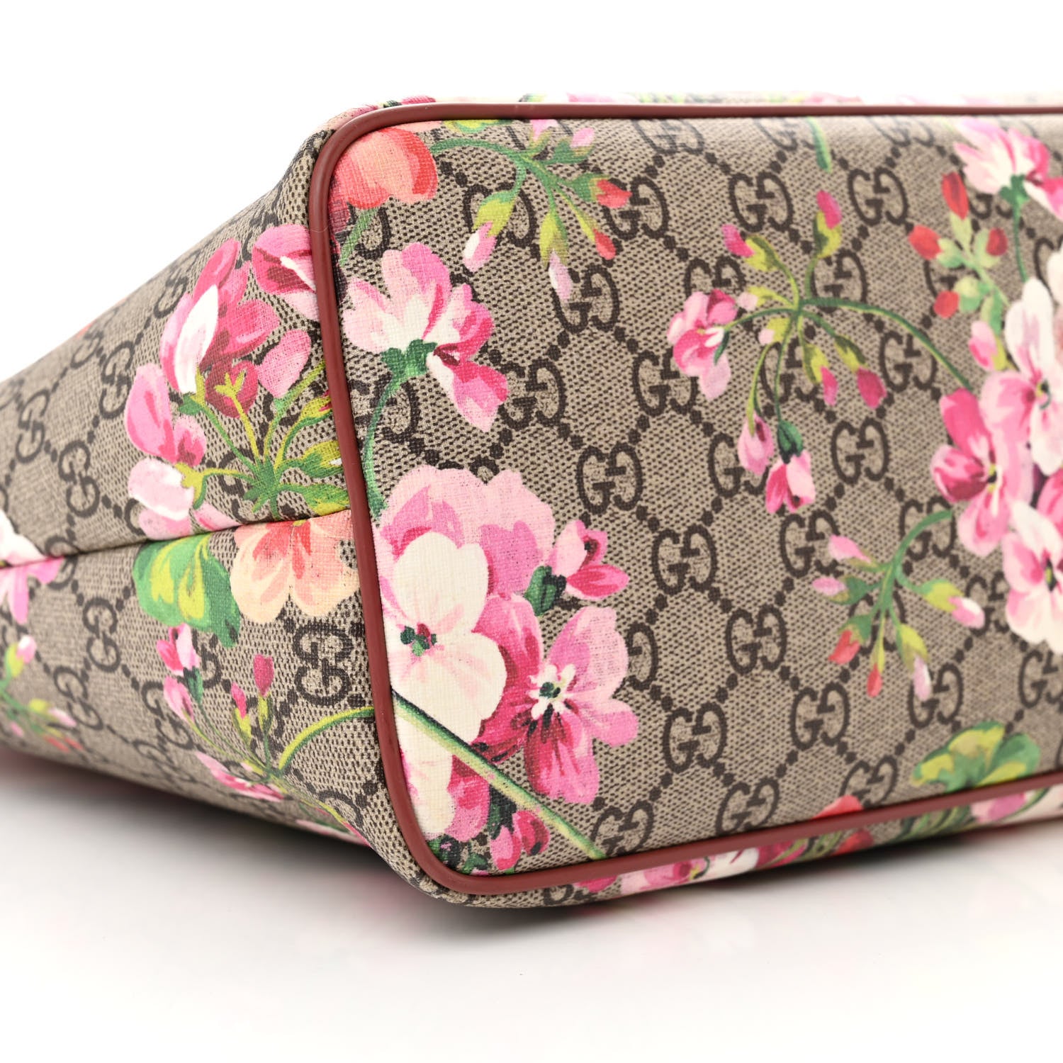 Gucci GG Supreme Monogram Blooms Medium Zippered Tote Beige Multicolor Dry Rose 9 of 18
