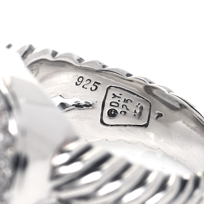 David Yurman Sterling Silver Diamond Prasiolite 14mm Albion Ring 54 7 4 of 5