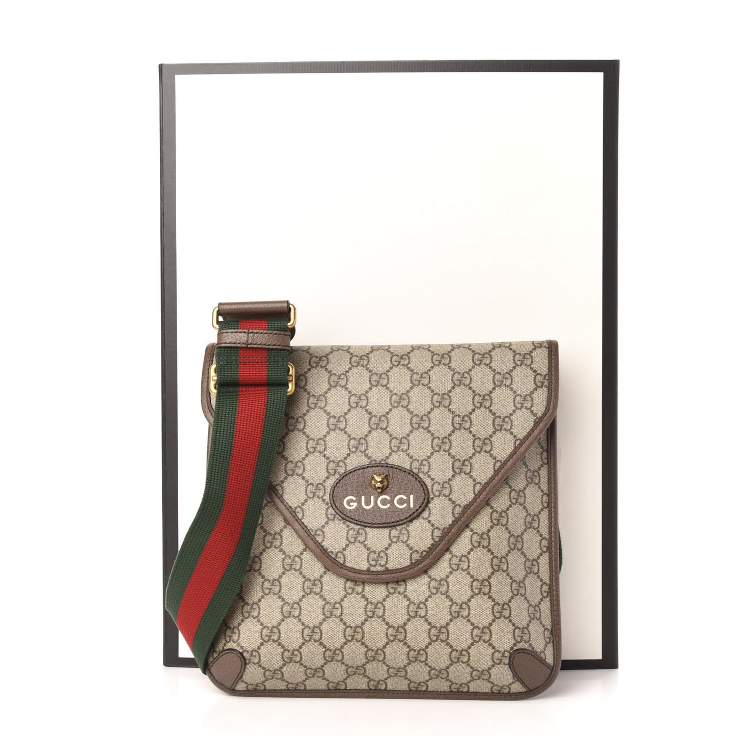 GG Supreme Monogram Web Medium Neo Vintage Flap Messenger Bag Beige New Acero