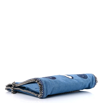 Stella McCartney Eco Denim Embroidered Zigarette Falabella Fold Over Tote Blue 4 of 10
