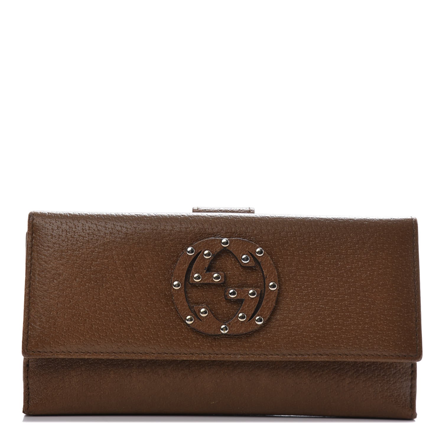 Gucci Calfskin Studded Soho Continental Wallet Brown 1 of 9