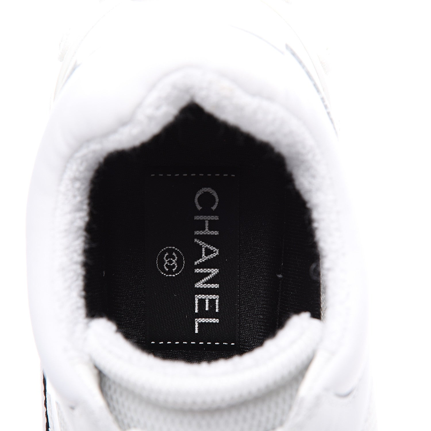 Chanel Calfskin Mesh Lycra Womens Logo Sneakers 38.5 White 8 of 11
