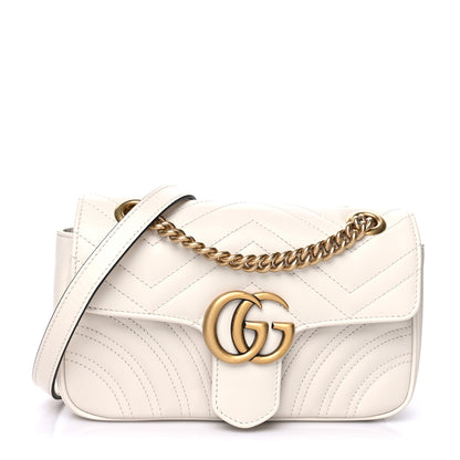 Gucci Calfskin Matelasse Mini GG Marmont Shoulder Bag White 1 of 11