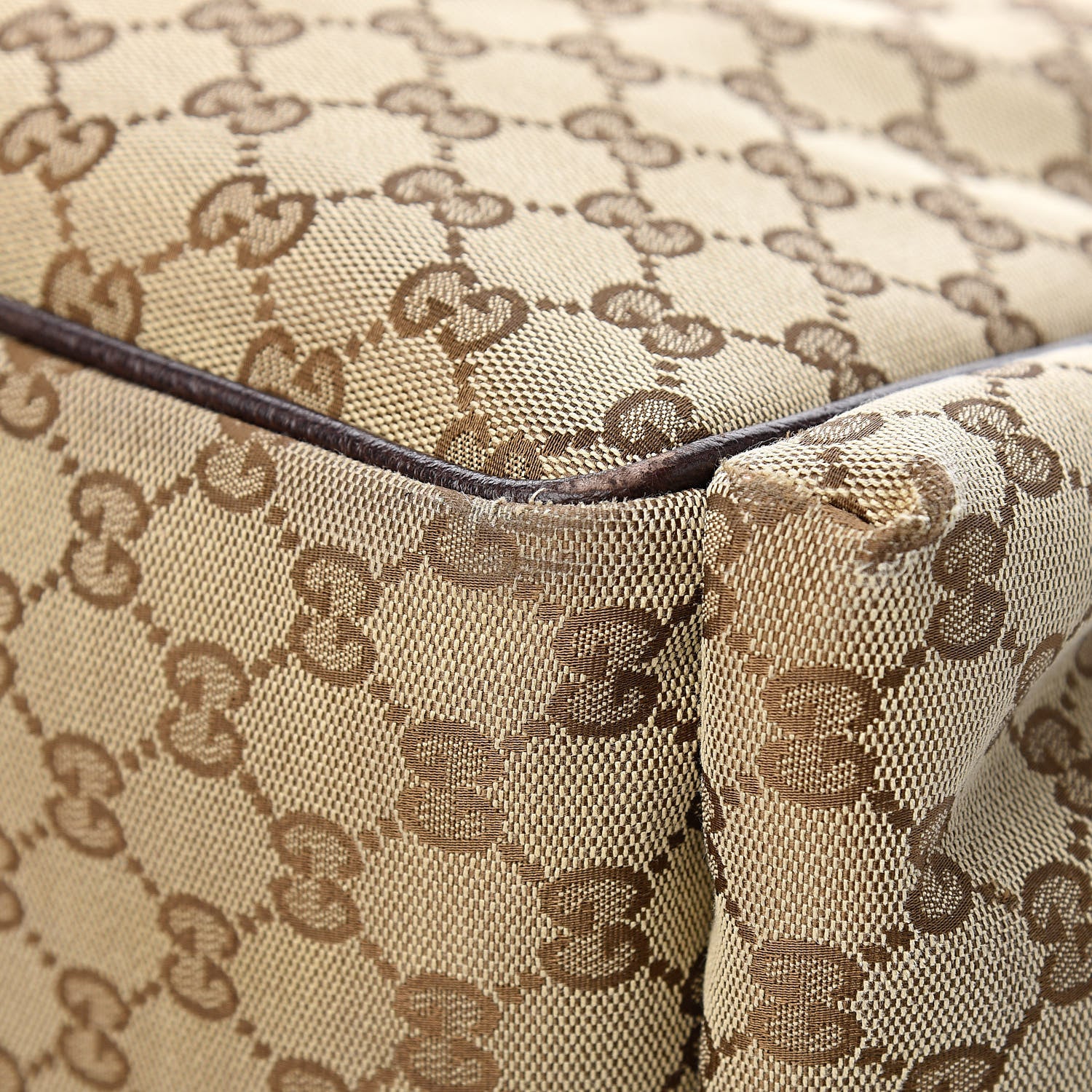 Gucci Monogram Natural Pigskin Large Diaper Bag Beige Ebony Cocoa Dark Chocolate 14 of 15