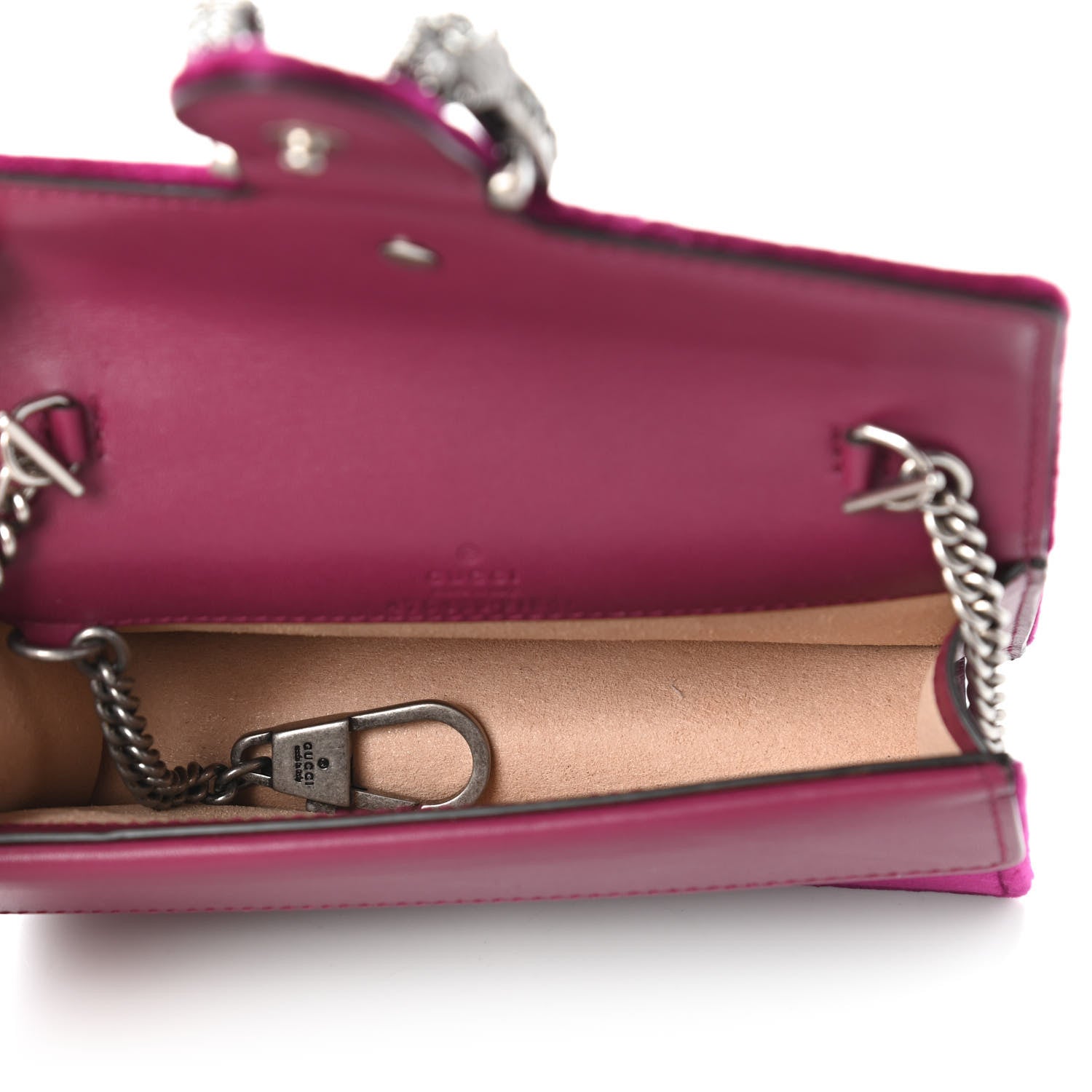 Gucci Velvet Super Mini Dionysus Shoulder Bag Fuchsia Violet Cyclamen 5 of 9