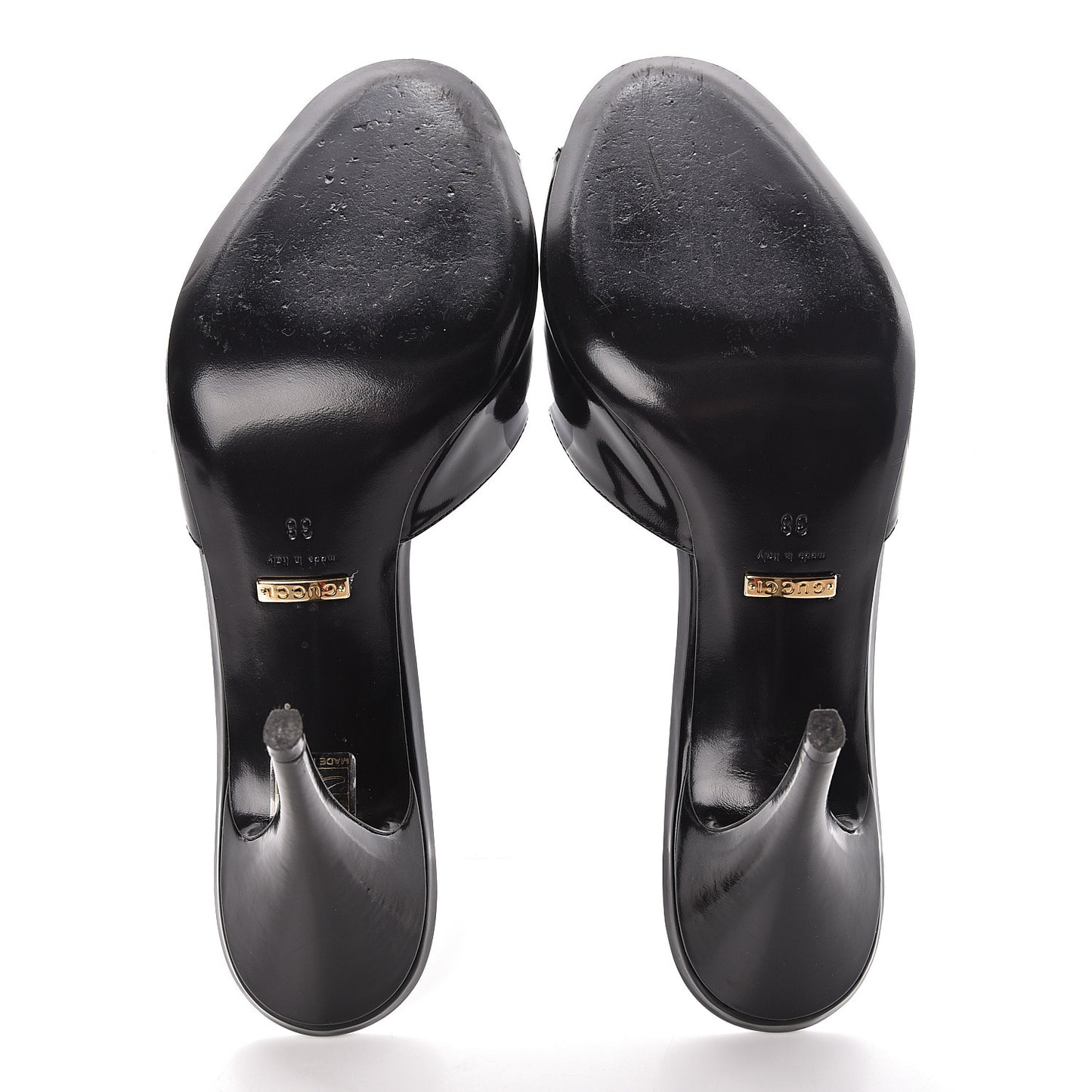 Polished Calfskin Scarlet Mid Heel Slide Sandals 38 Black