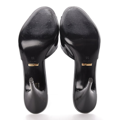 Gucci Polished Calfskin Scarlet Mid Heel Slide Sandals 38 Black 9 of 12