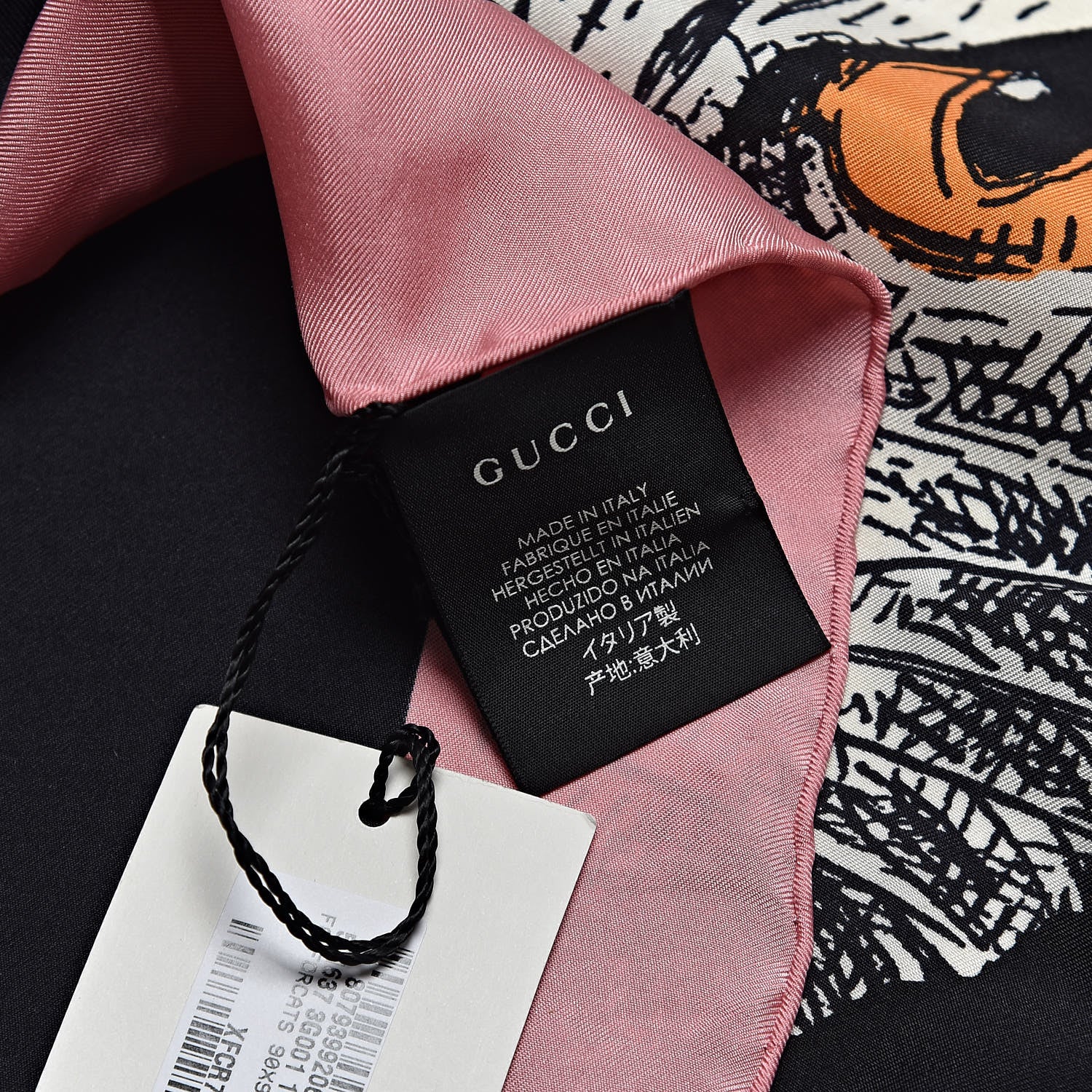 Gucci Silk Mystic Cat Square Scarf Black 3 of 5