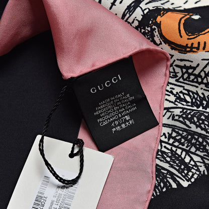 Gucci Silk Mystic Cat Square Scarf Black 3 of 5