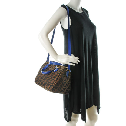 Fendi Zucca Vitello Elite Small Boston Tobacco Blue Neon 2 of 8