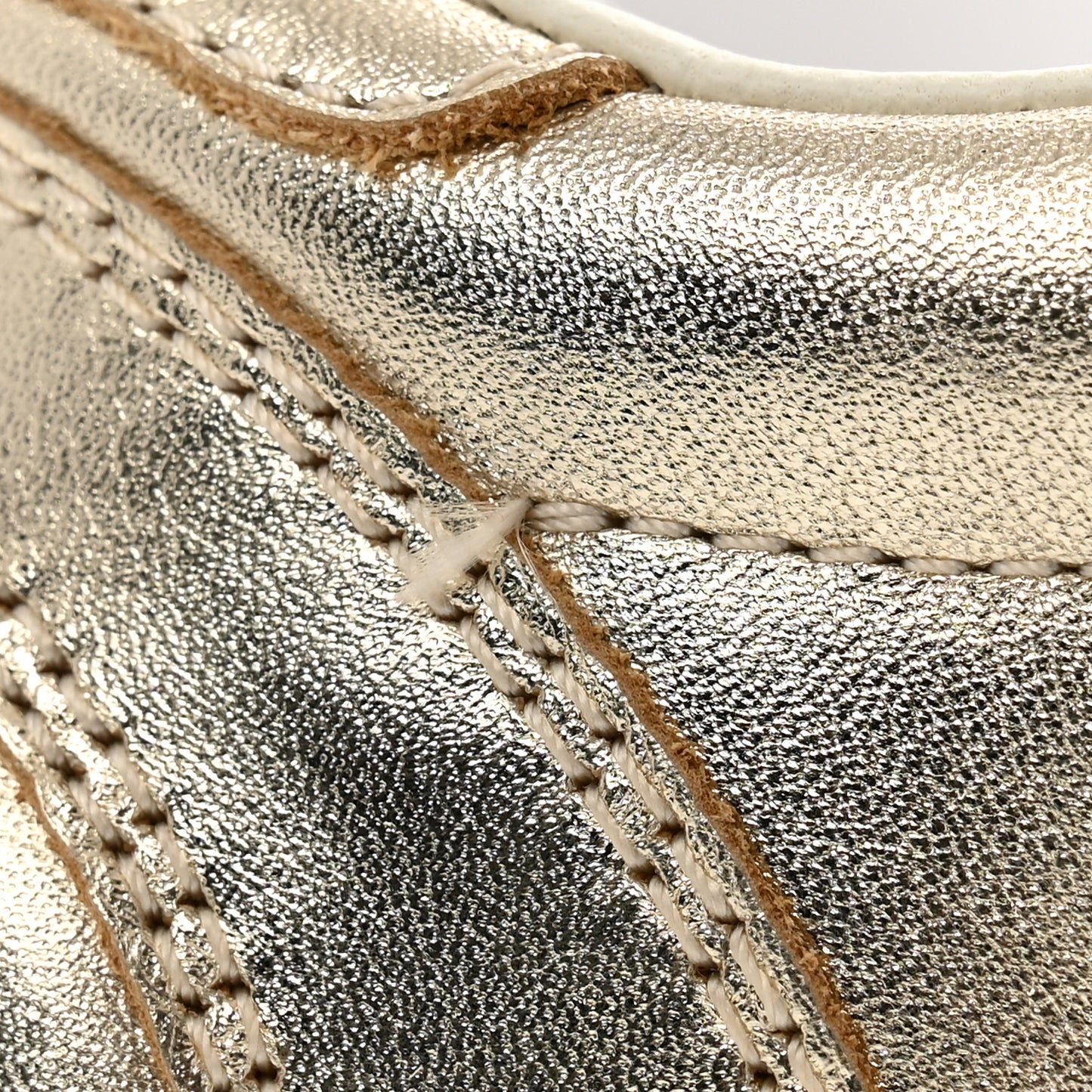 Laminated Calfskin CC Womens Sneakers 36.5 Golden