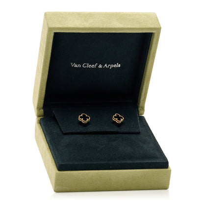 Van Cleef & Arpels 18K Yellow Gold Black Onyx Sweet Alhambra Earrings 5 of 5
