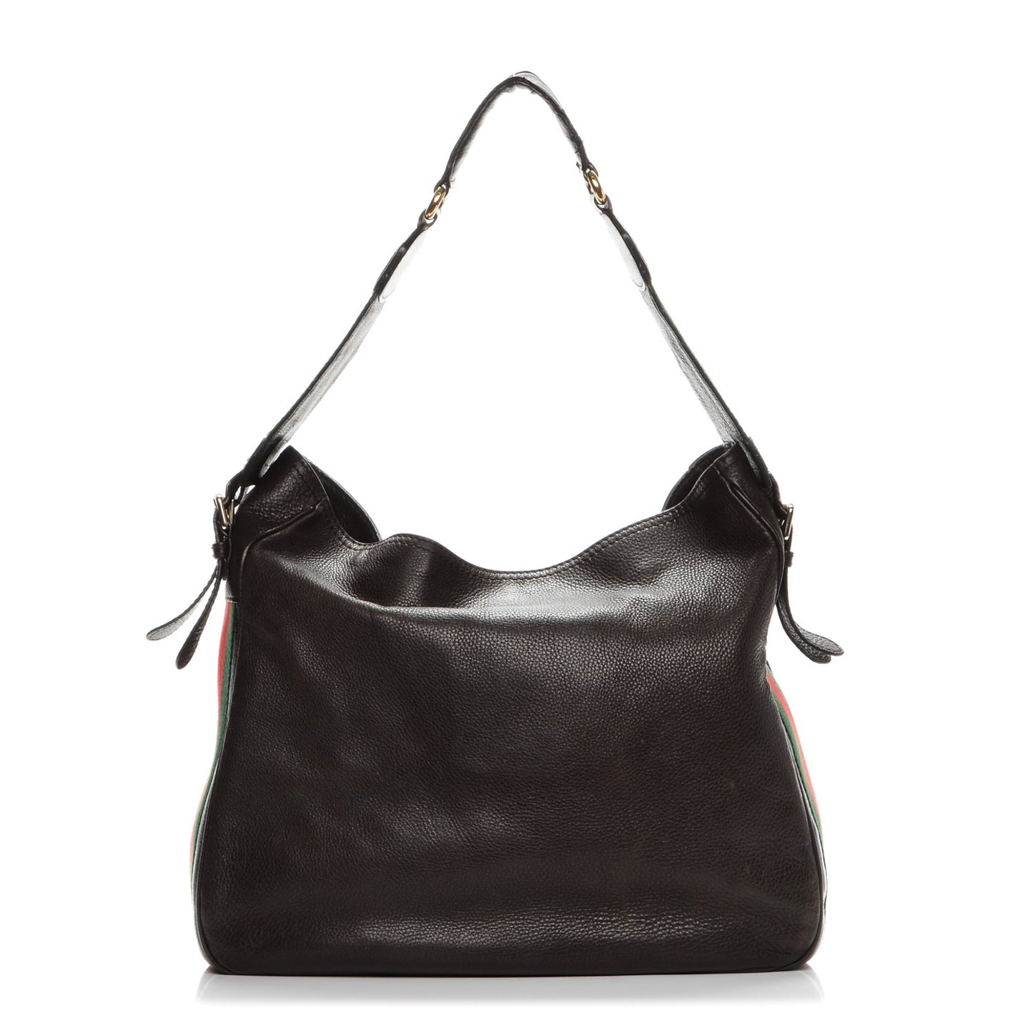 Pebbled Calfskin Medium Heritage Shoulder Bag Dark Brown