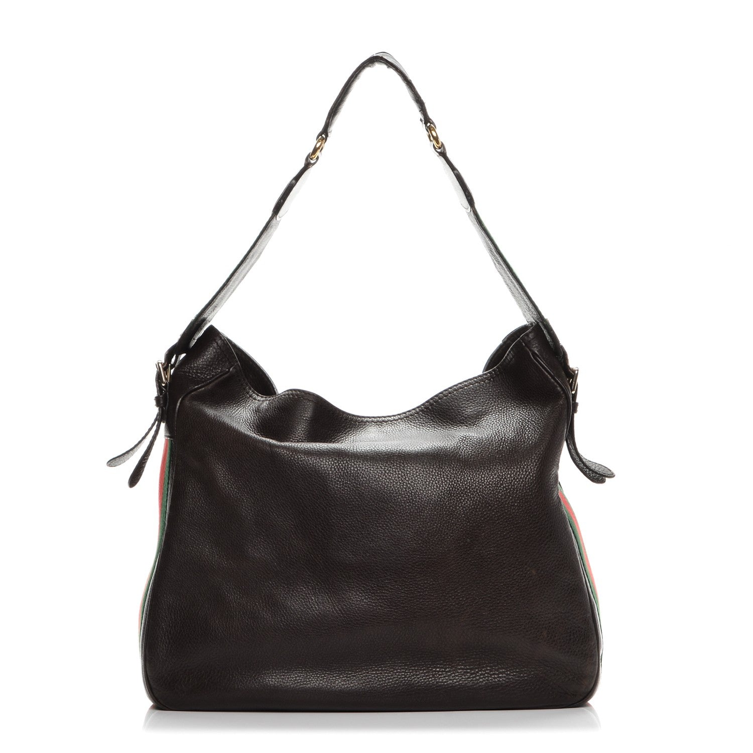 Gucci Pebbled Calfskin Medium Heritage Shoulder Bag Dark Brown 1 of 14