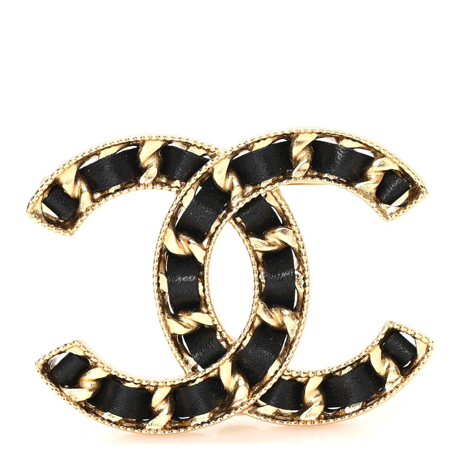 Chanel Lambskin Chain CC Brooch Black Gold 1 of 4