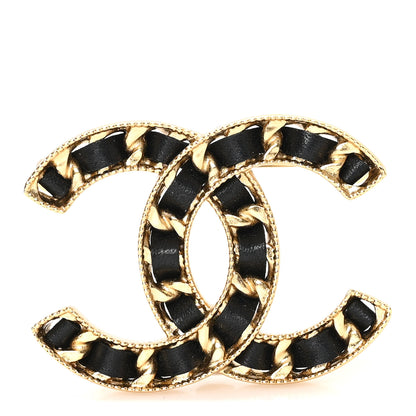 Chanel Lambskin Chain CC Brooch Black Gold 1 of 4