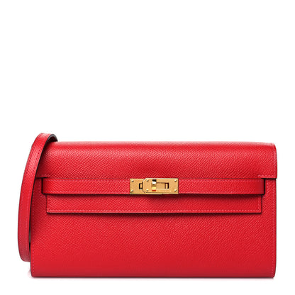 Hermes Epsom Kelly Wallet To Go Rouge Casaque 1 of 9