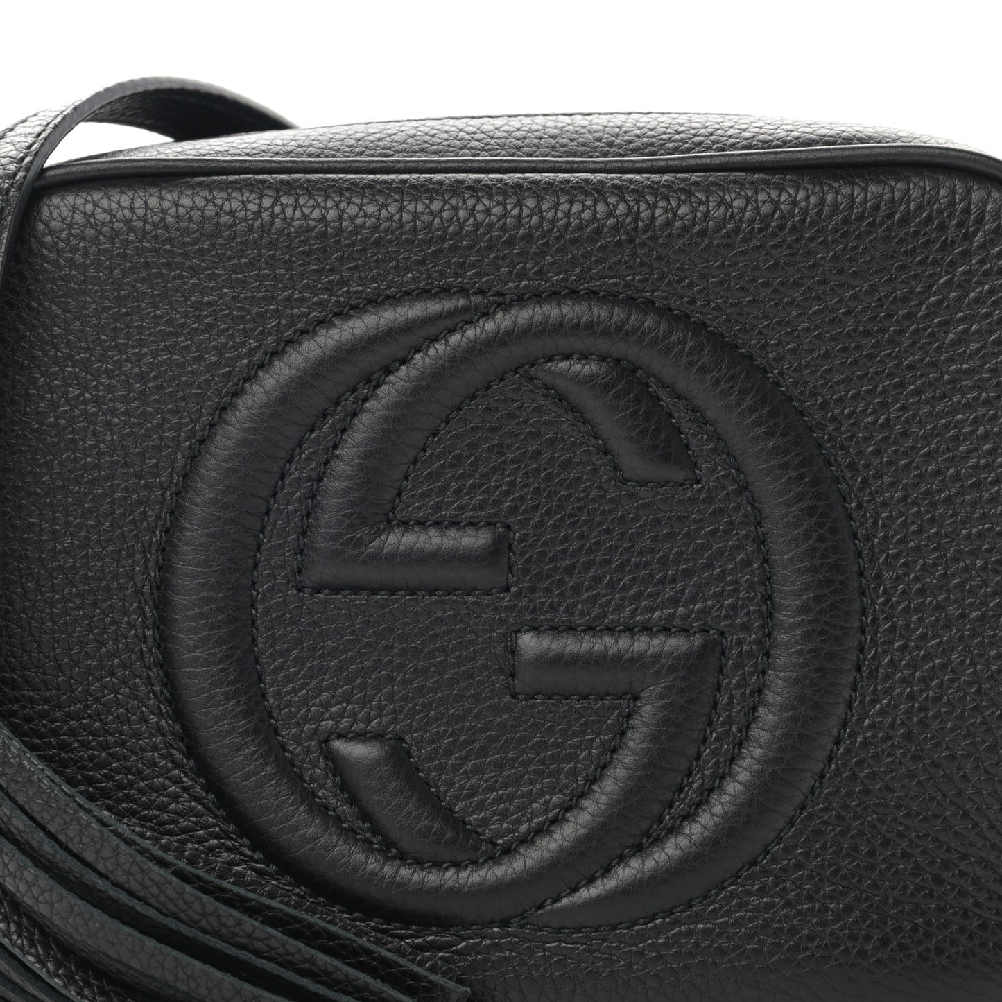 Pebbled Calfskin Small Soho Disco Bag Black