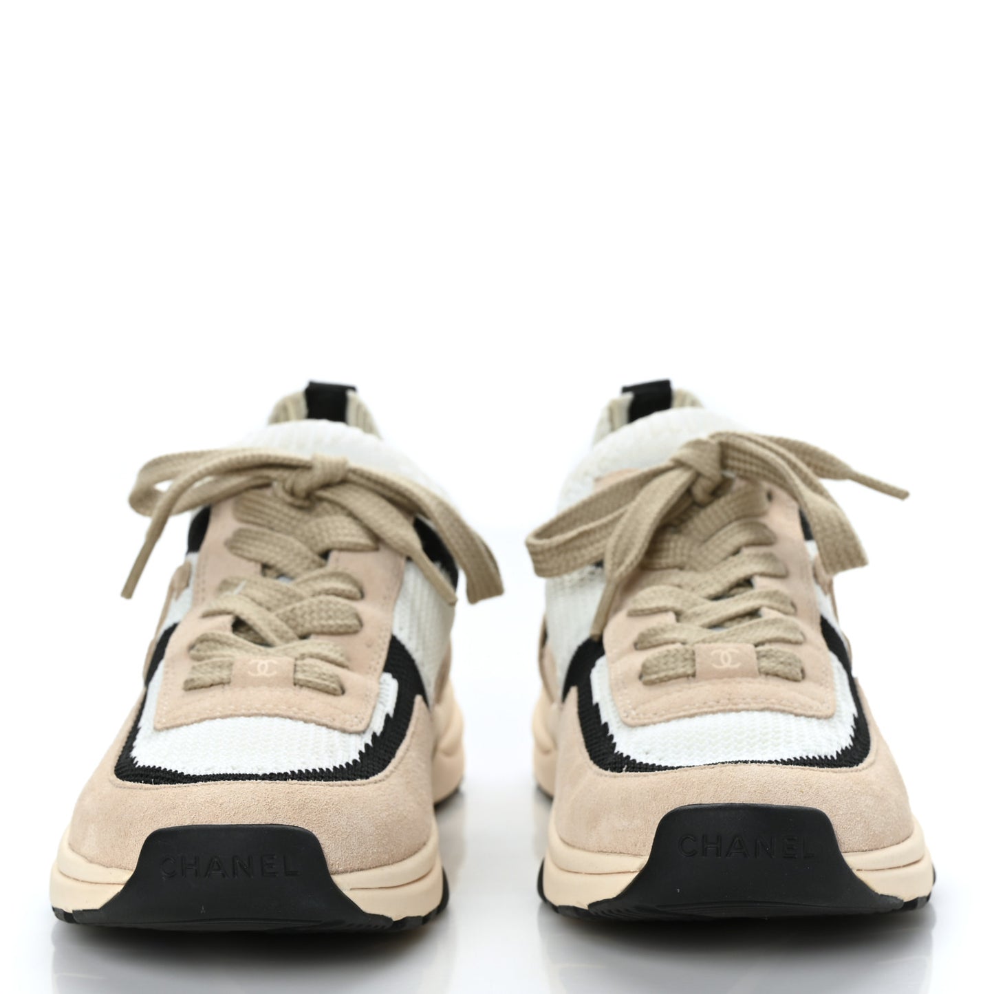 Mesh Suede Fabric Womens CC Sneakers 38 Light Pink White Black