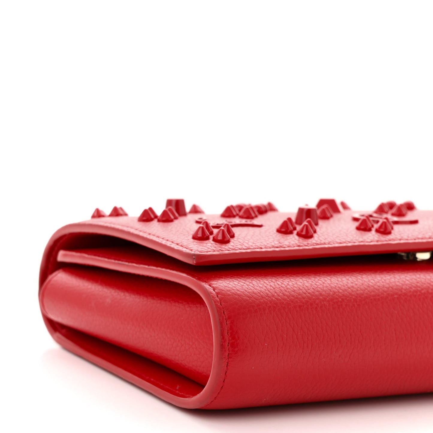 Calfskin Spikes Loubinthesky Paloma Clutch Red