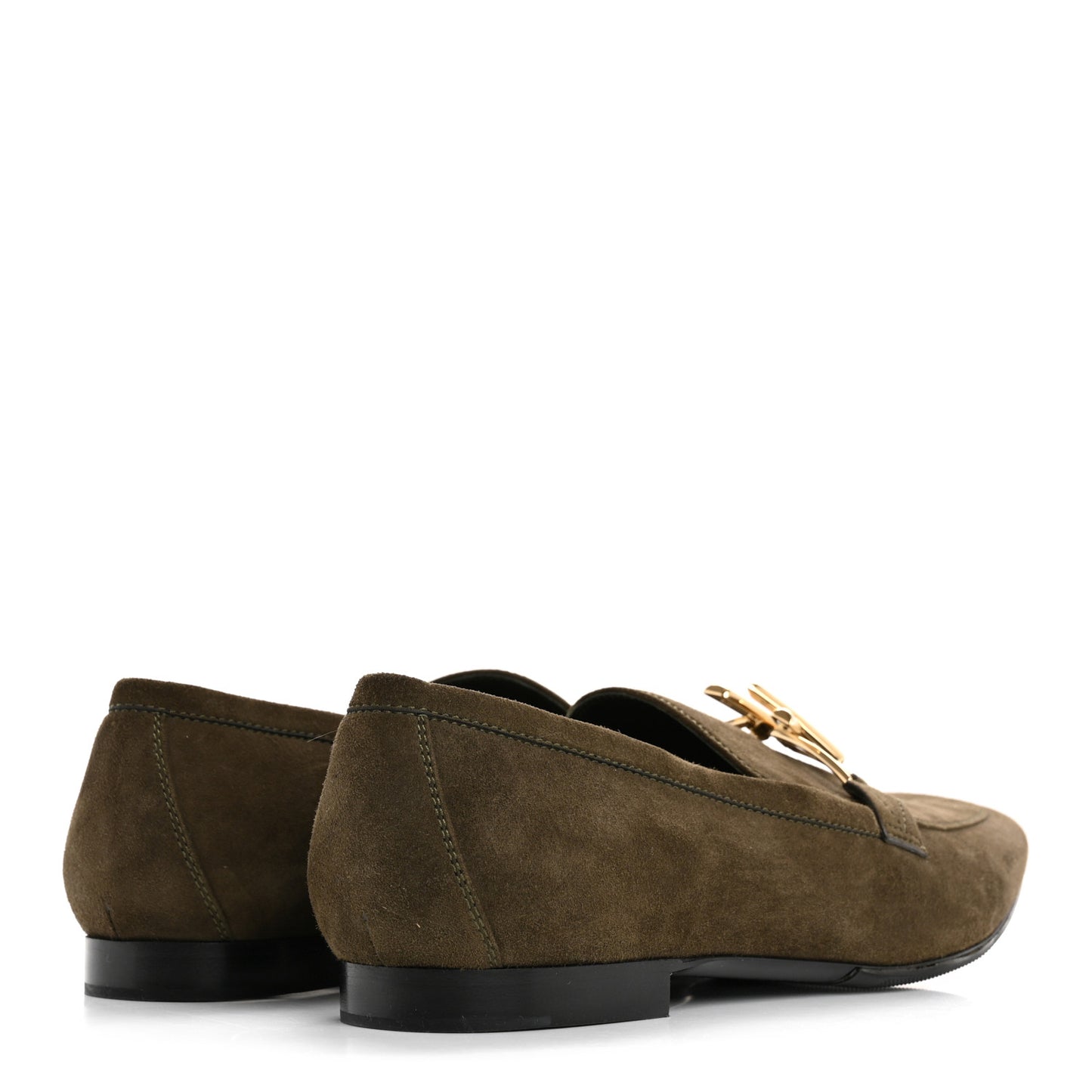 Suede Upper Case Flat Loafers 40 Green