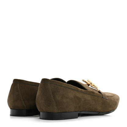 Louis Vuitton Suede Upper Case Flat Loafers 40 Green 5 of 9