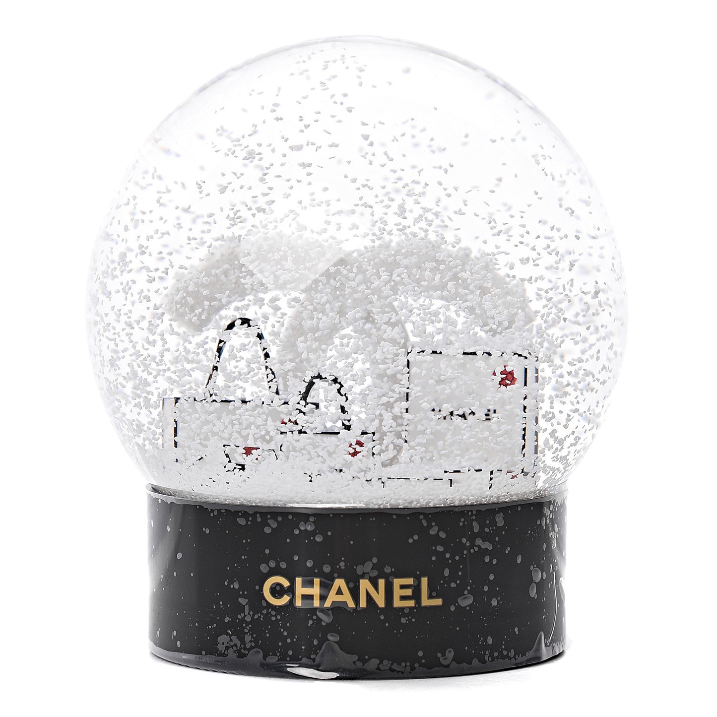 Glass CC Shopping Bag Snow Globe