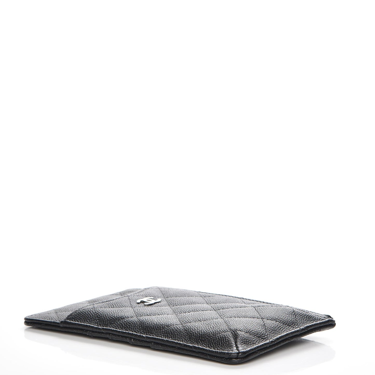Caviar Quilted Classic Flat Wallet Pouch Black