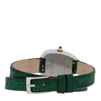 Bulgari 18K Rose Gold Lizard Diamond Bezel 20mm Serpenti Double Wrap Quartz Watch Green 3 of 4