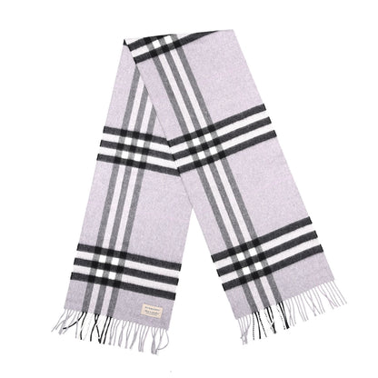 Burberry Cashmere Giant Check Fringe Scarf Lilac 2 of 5