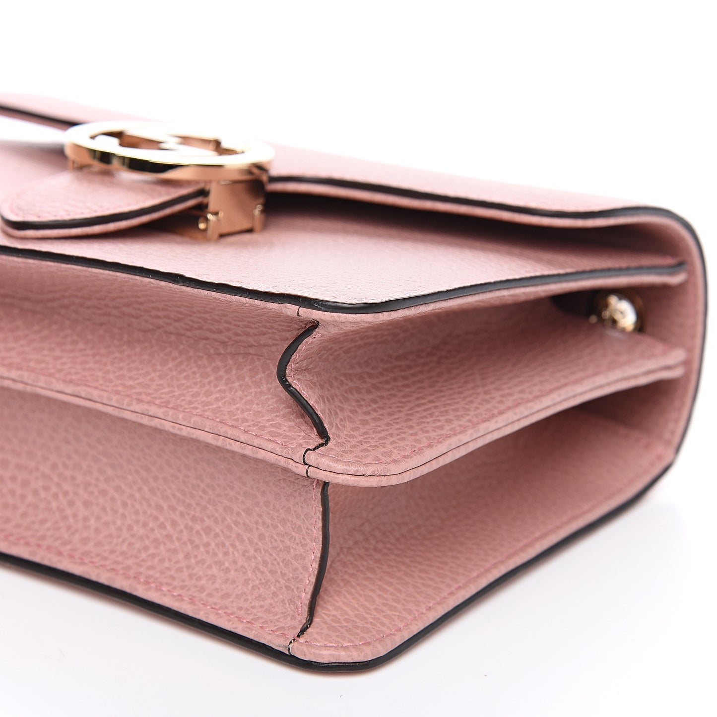 Dollar Calfskin Small Interlocking G Shoulder Bag Soft Pink