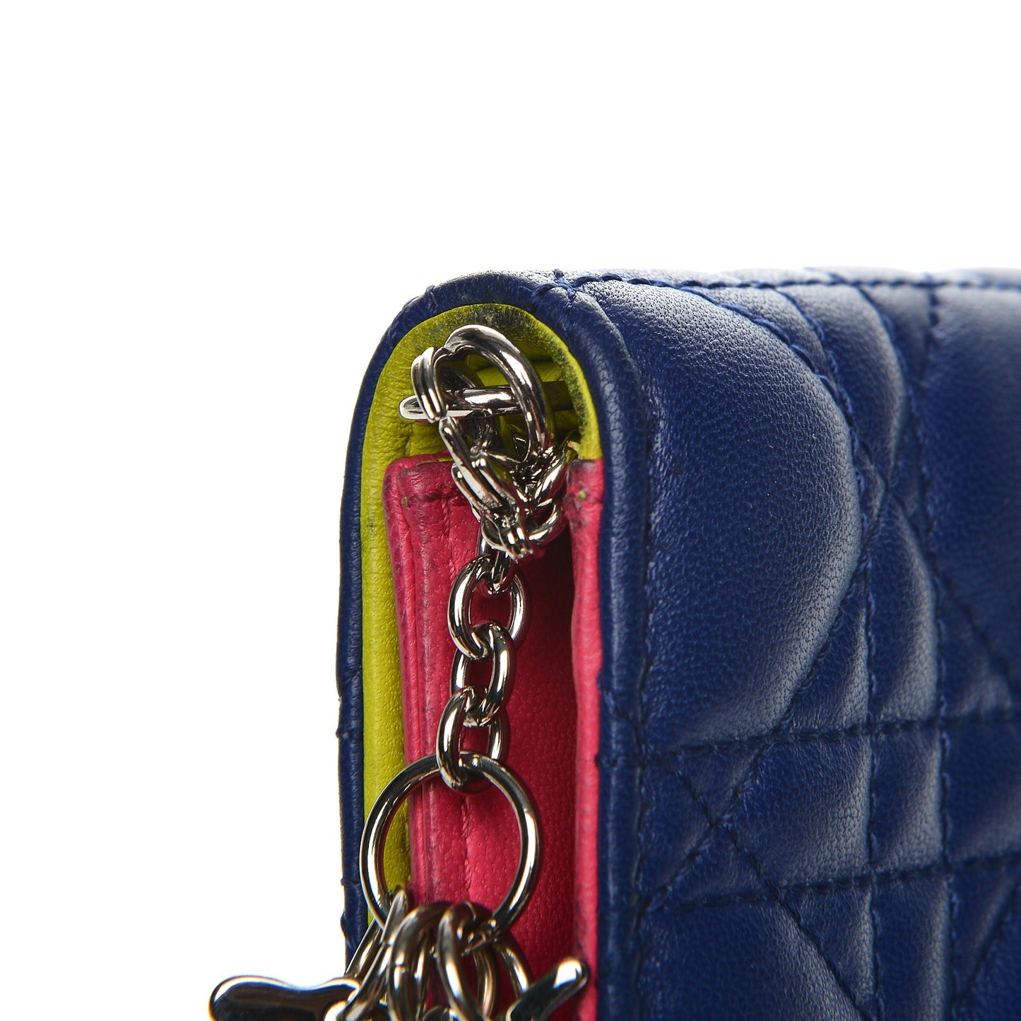 Lambskin Cannage Tri-Color Lady Dior Convertible Clutch Blue